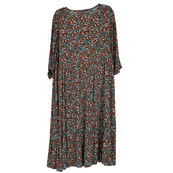 Studio Untold Ditsy Floral Maxi Dress Teal Orange 3/4 Sleeves Boho Sz 20/22 - Picture 6 of 10